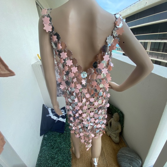 Paco Rabanne silver and pink star dress small - Picture 3 of 9